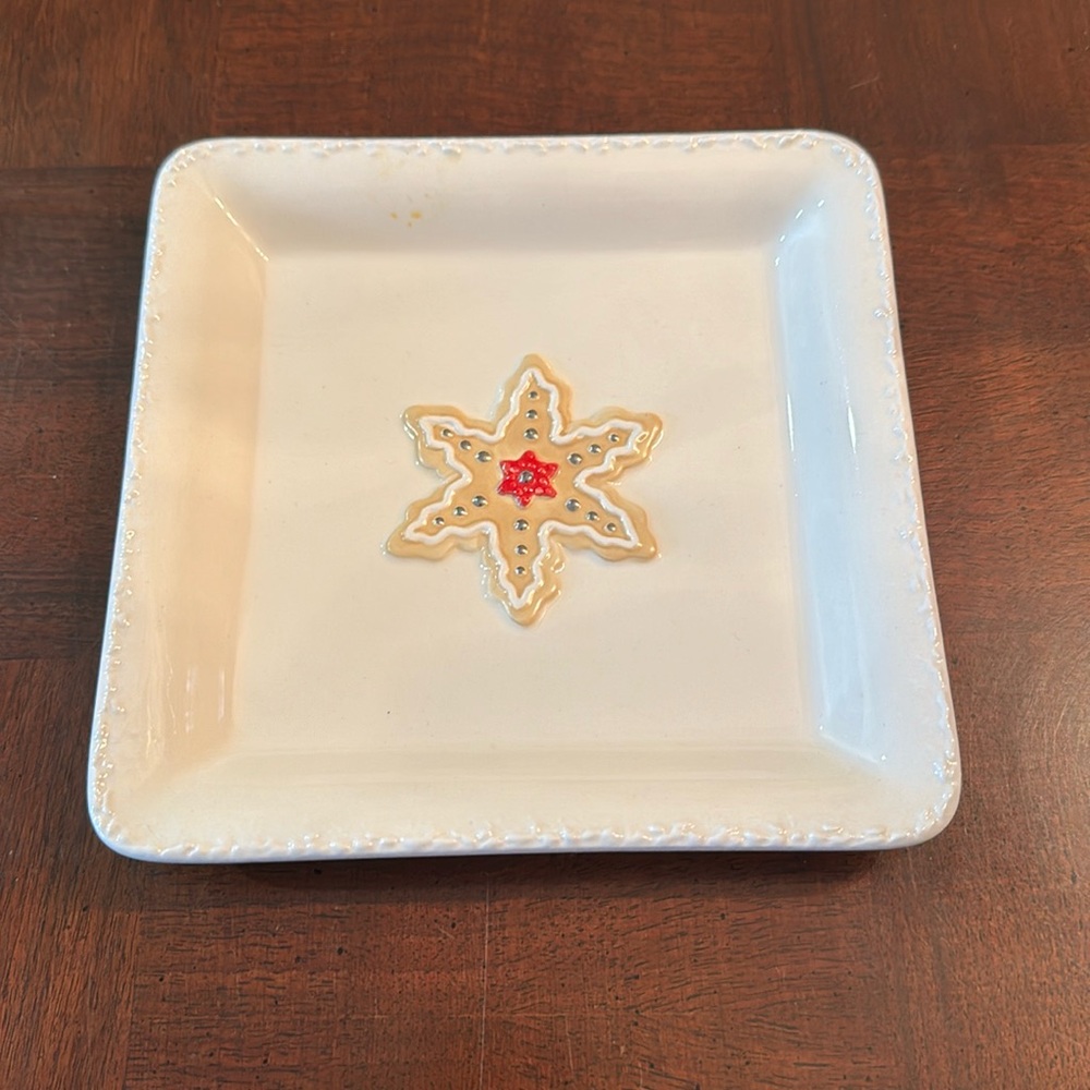 Hallmark Square Cookie Dish Plate with Recipe on Back Serving Tray Holiday